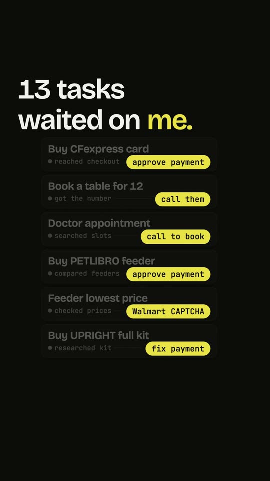 Reel frame listing 13 agent tasks waiting for approval